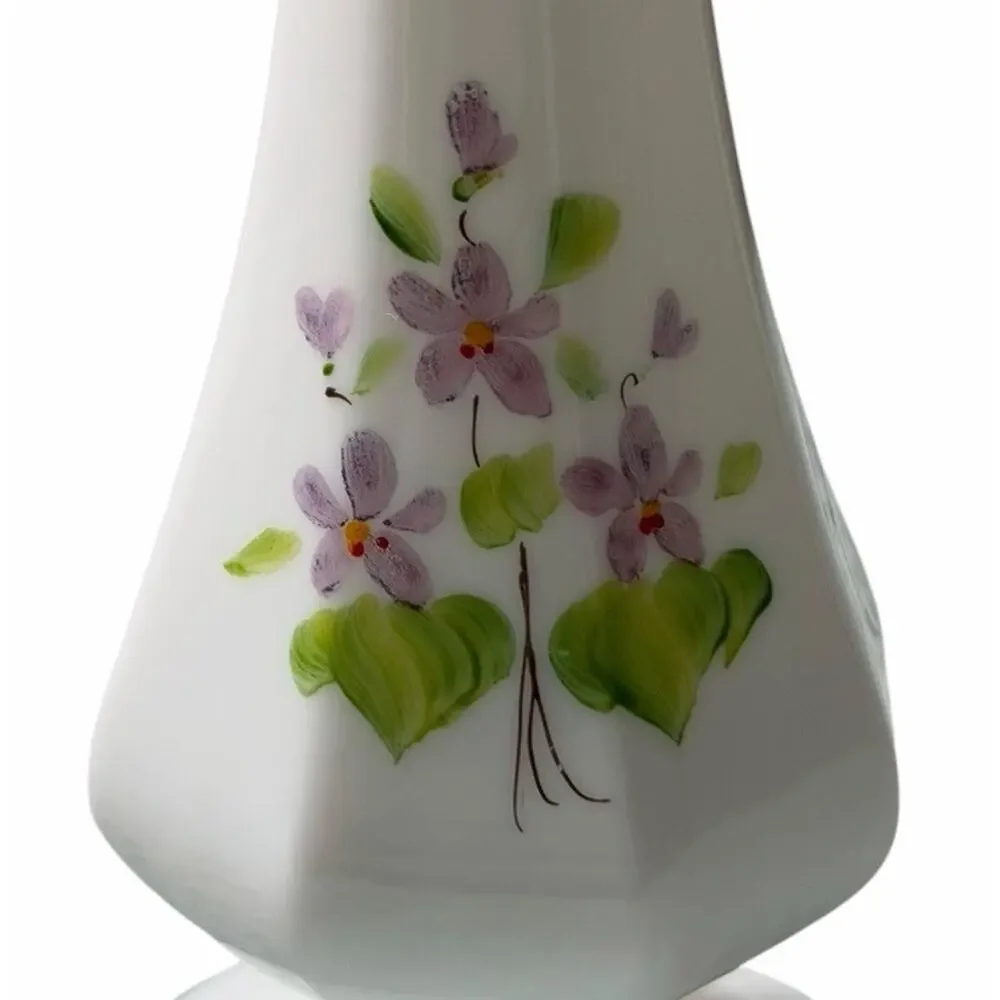 Vintage Hand-Painted Bud Vase Artist Signed White Violets 3625-66
